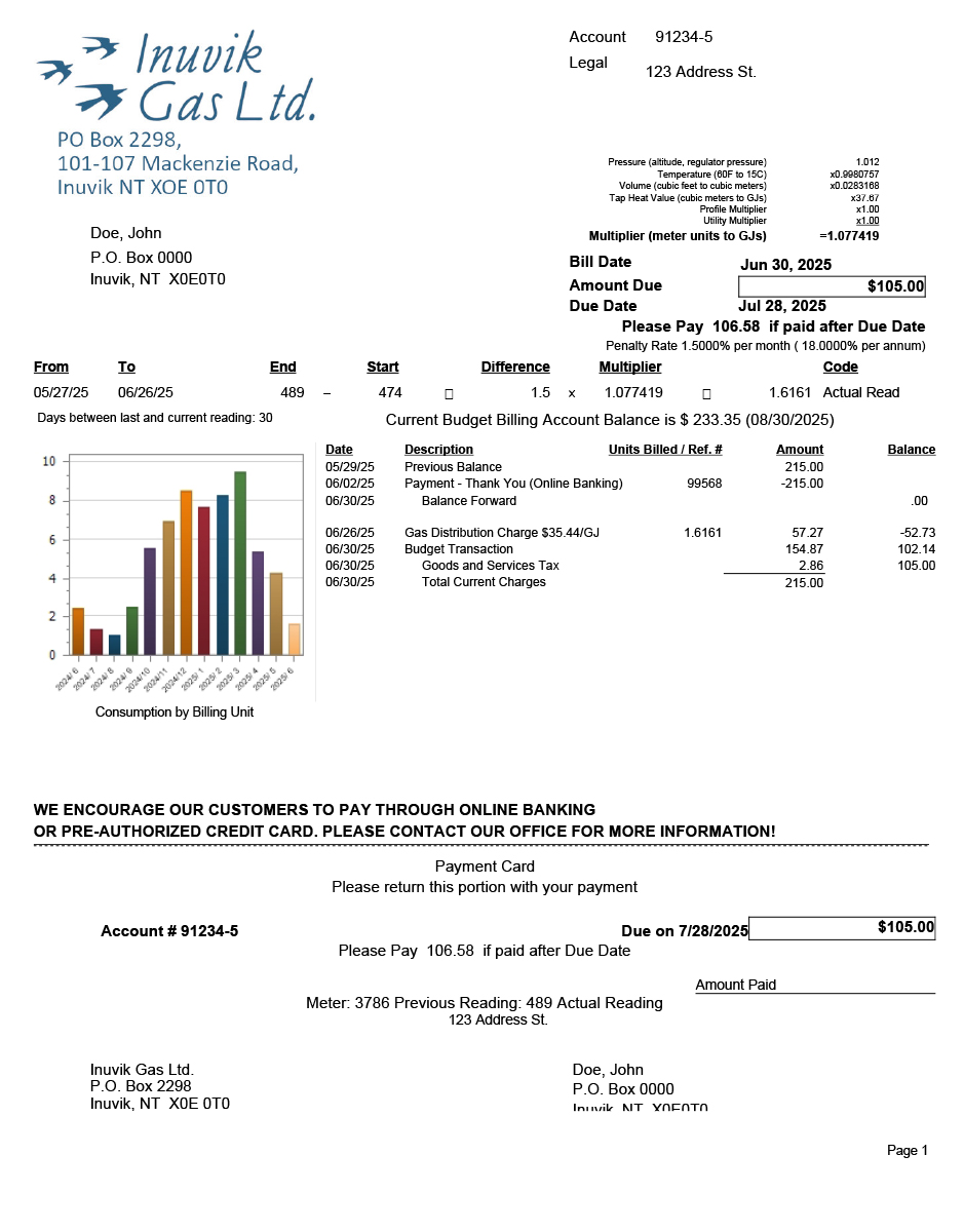Inuvik Gas Bill